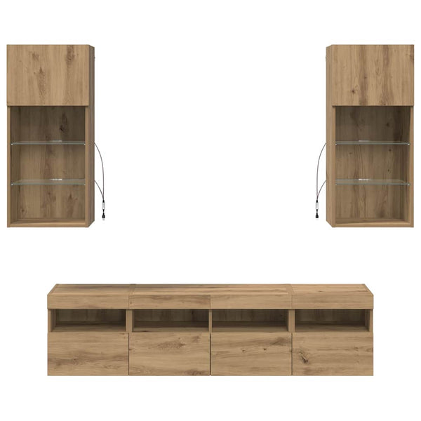 TV Wand Einheiten mit LED Artisan-Eiche