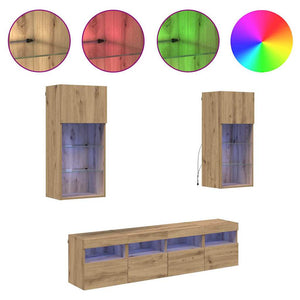 TV Wand Einheiten mit LED Artisan-Eiche