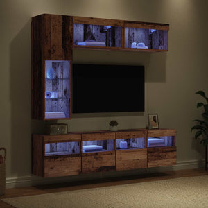 TV-Schrank Wandmontiert mit LED Altholz