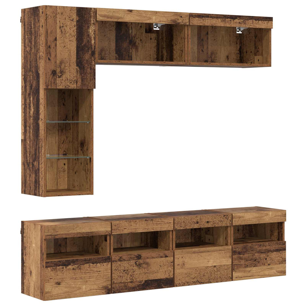 TV-Schrank Wandmontiert mit LED Altholz