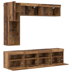 TV-Schrank Wandmontiert mit LED Altholz