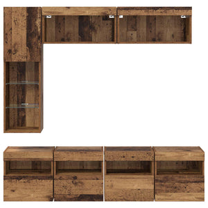 TV-Schrank Wandmontiert mit LED Altholz
