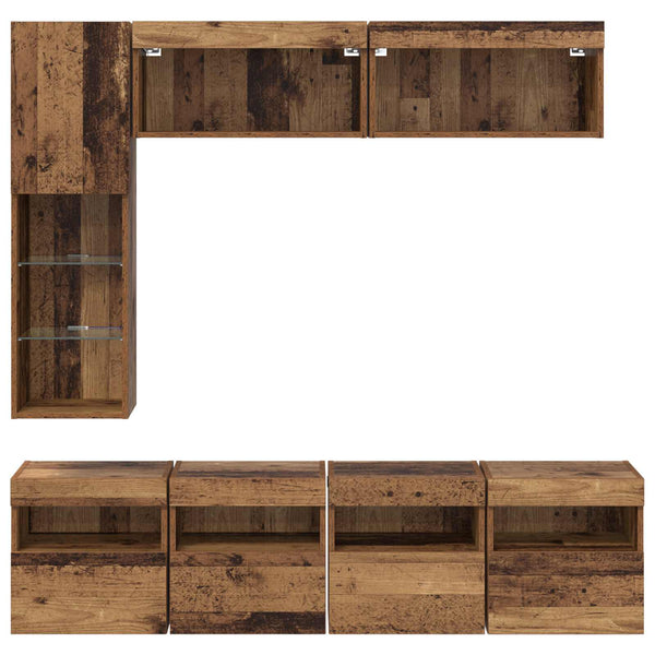 TV-Schrank Wandmontiert mit LED Altholz