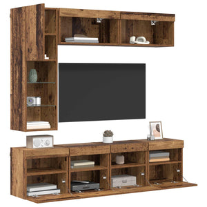 TV-Schrank Wandmontiert mit LED Altholz