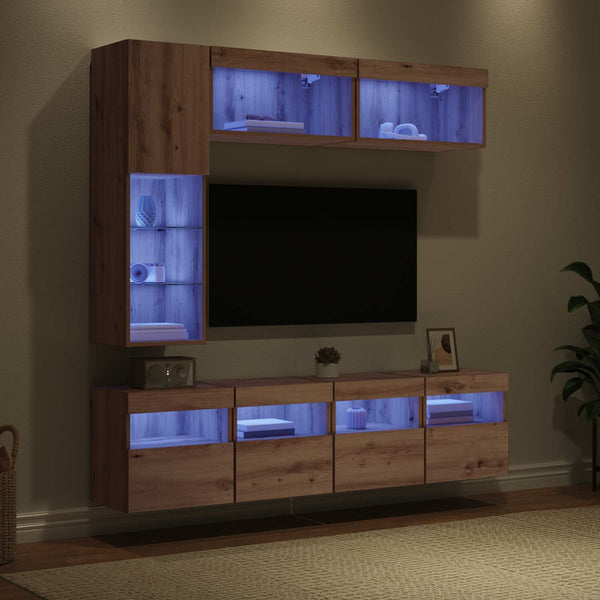 TV-Schrank Artisan-Eiche mit LED, 7-teilig