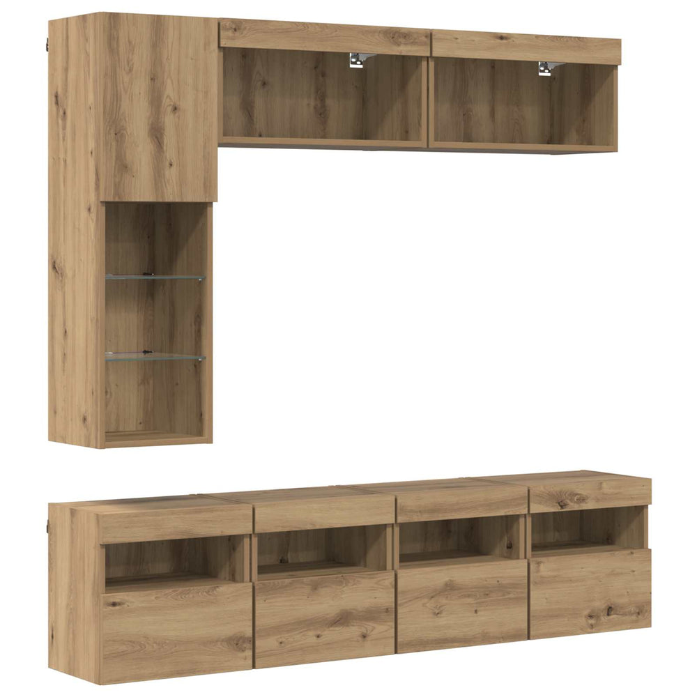 TV-Schrank Artisan-Eiche mit LED, 7-teilig