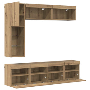 TV-Schrank Artisan-Eiche mit LED, 7-teilig