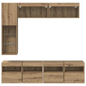 TV-Schrank Artisan-Eiche mit LED, 7-teilig