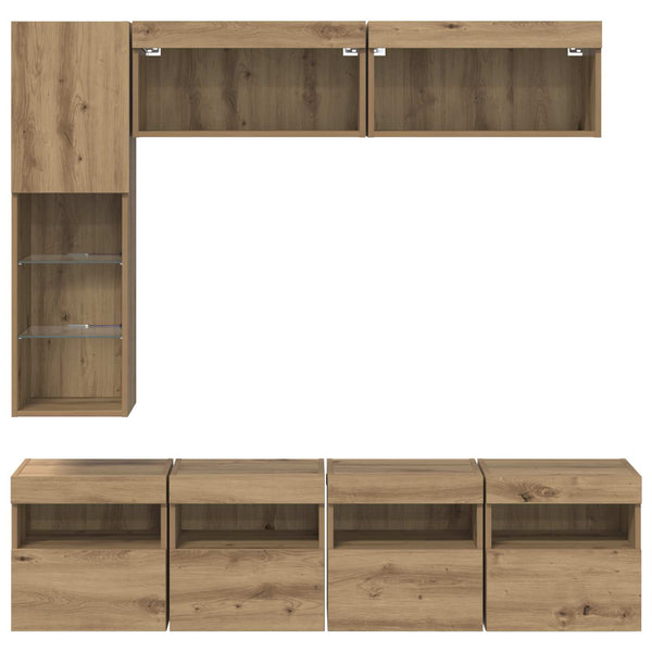 TV-Schrank Artisan-Eiche mit LED, 7-teilig