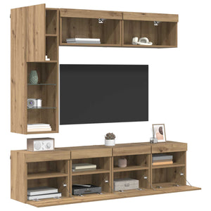 TV-Schrank Artisan-Eiche mit LED, 7-teilig