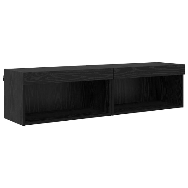 TV-Schrank Schwarz Eichen-Optik mit LED