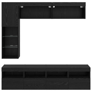 TV-Schrank Schwarz Eichen-Optik mit LED