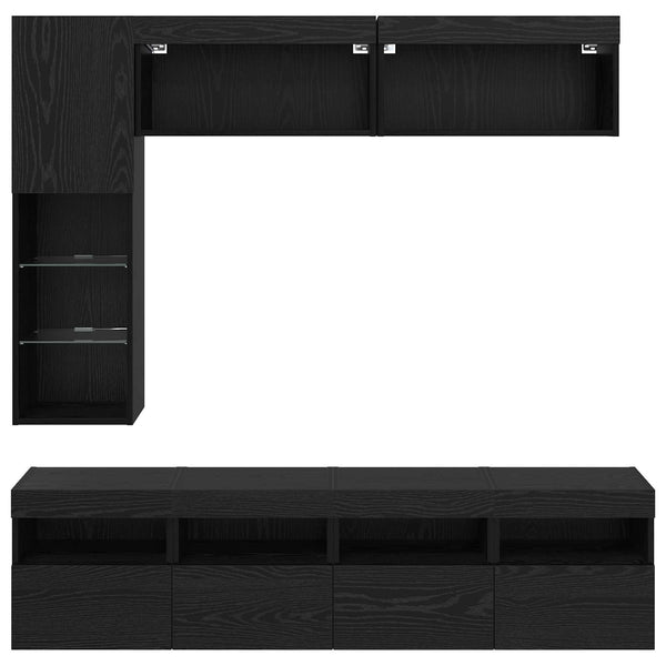 TV-Schrank Schwarz Eichen-Optik mit LED