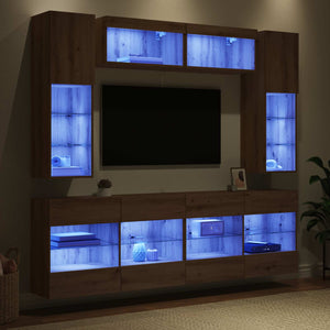 TV-Wandregal Set mit LED Artisan-Eiche