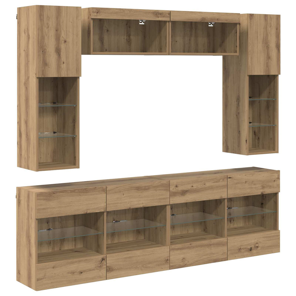 TV-Wandregal Set mit LED Artisan-Eiche