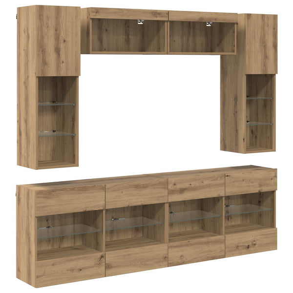 TV-Wandregal Set mit LED Artisan-Eiche