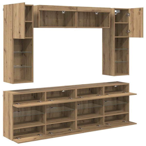 TV-Wandregal Set mit LED Artisan-Eiche