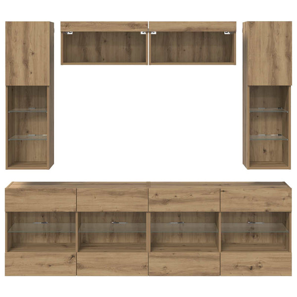 TV-Wandregal Set mit LED Artisan-Eiche
