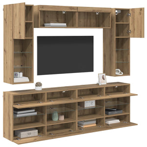 TV-Wandregal Set mit LED Artisan-Eiche