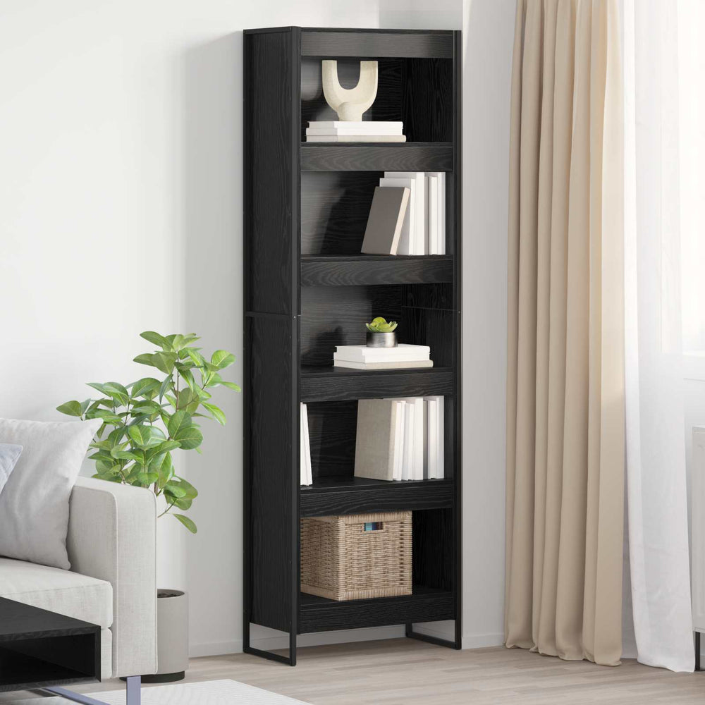 Bücherregal 2er Set Schwarz Eichenoptik