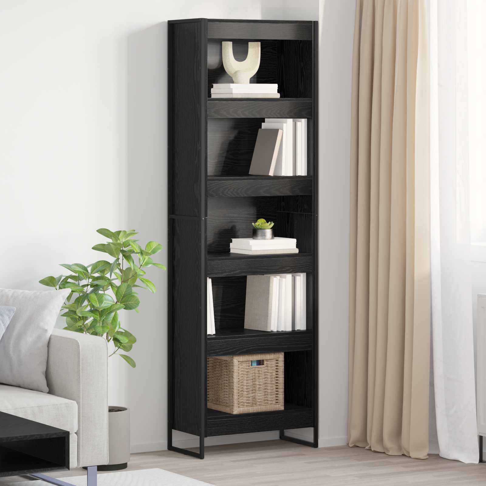 Bücherregal 2er Set Schwarz Eichenoptik