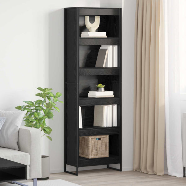 Bücherregal 2er Set Schwarz Eichenoptik