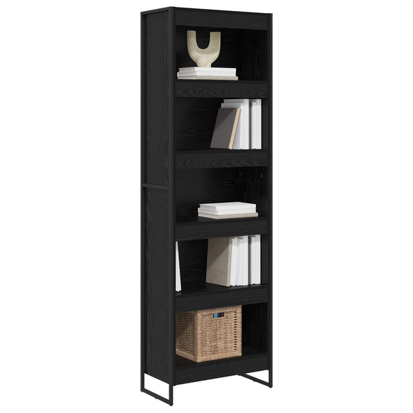 Bücherregal 2er Set Schwarz Eichenoptik