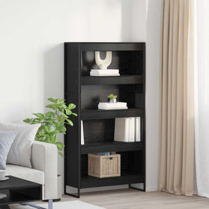 Bücherregal 2er Set, Eichenoptik Schwarz, 80x155 cm