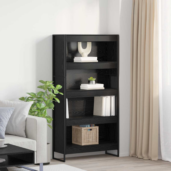 Bücherregal 2er Set, Eichenoptik Schwarz, 80x155 cm