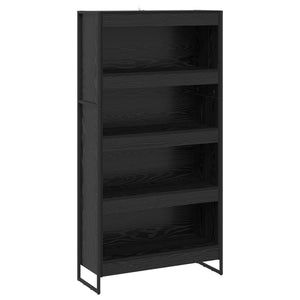 Bücherregal 2er Set, Eichenoptik Schwarz, 80x155 cm