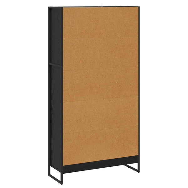 Bücherregal 2er Set, Eichenoptik Schwarz, 80x155 cm