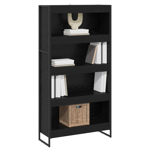 Bücherregal 2er Set, Eichenoptik Schwarz, 80x155 cm