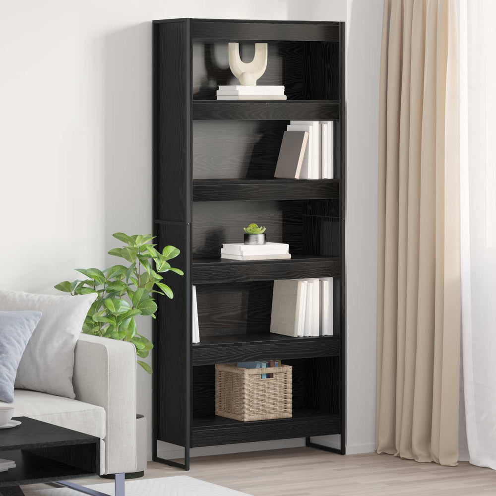 Bücherregal 2er Set Schwarz Eiche