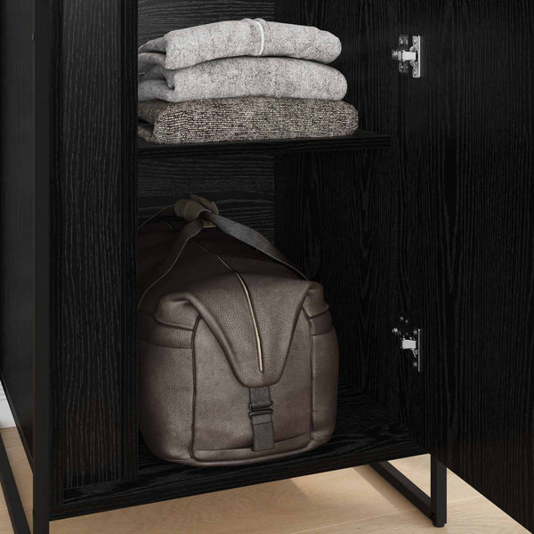 Kleiderschrank mit Tür, 2er Set, Schwarz Eiche