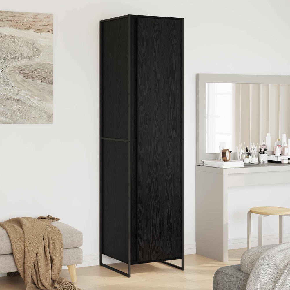 Kleiderschrank mit Tür, 2er Set, Schwarz Eiche