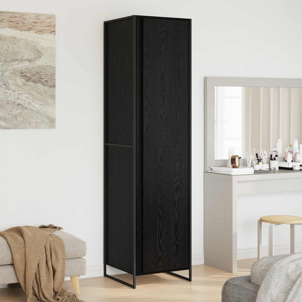 Kleiderschrank mit Tür, 2er Set, Schwarz Eiche