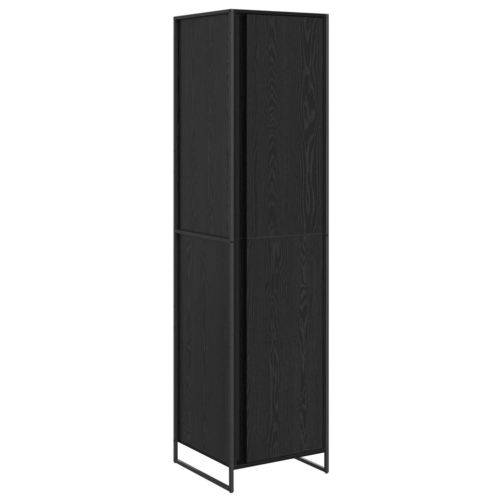 Kleiderschrank mit Tür, 2er Set, Schwarz Eiche