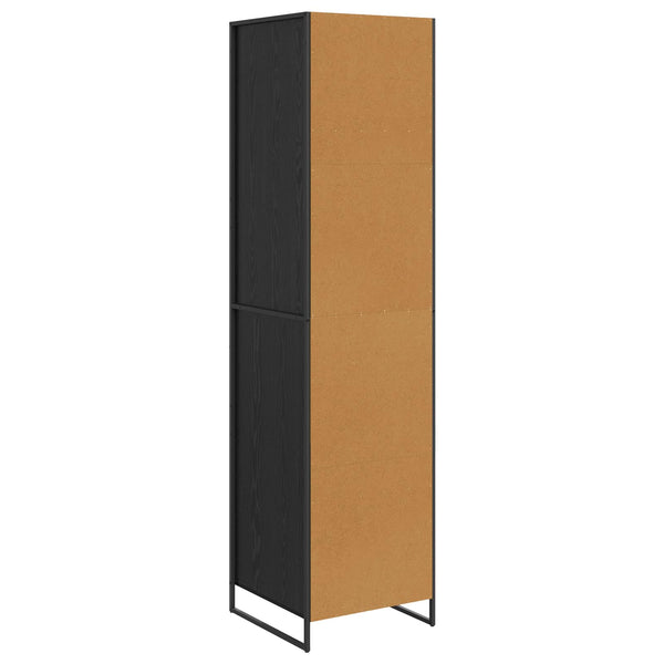 Kleiderschrank mit Tür, 2er Set, Schwarz Eiche
