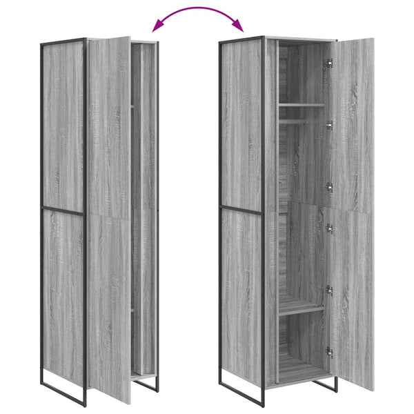Kleiderschrank 2er Set Grau Sonoma 50x200 cm