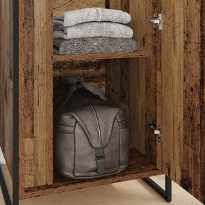 Kleiderschrank mit Tür, 2er-Set, Altholz