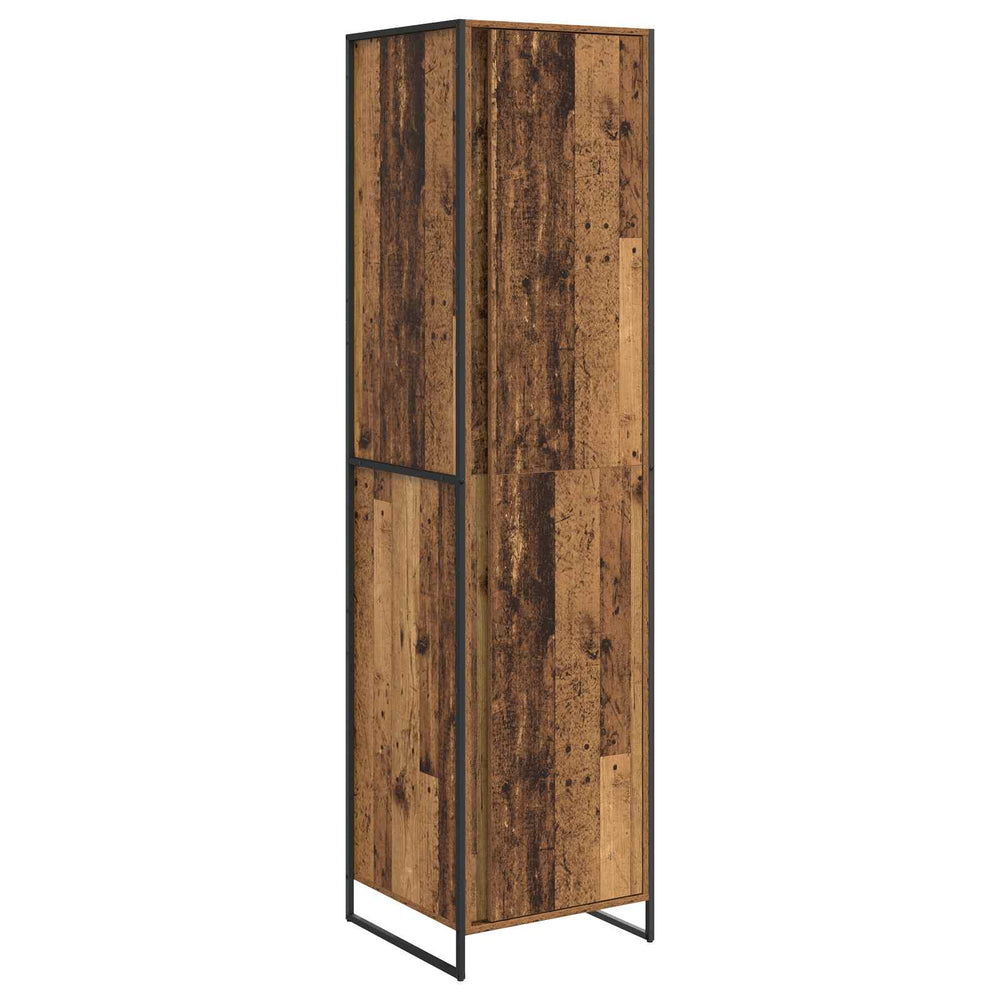 Kleiderschrank mit Tür, 2er-Set, Altholz