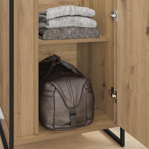 Kleiderschrank mit Tür, 2er Set, Eiche