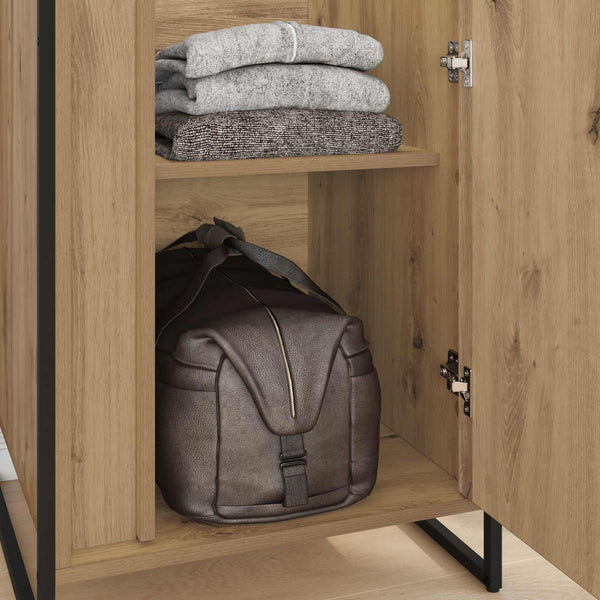Kleiderschrank mit Tür, 2er Set, Eiche