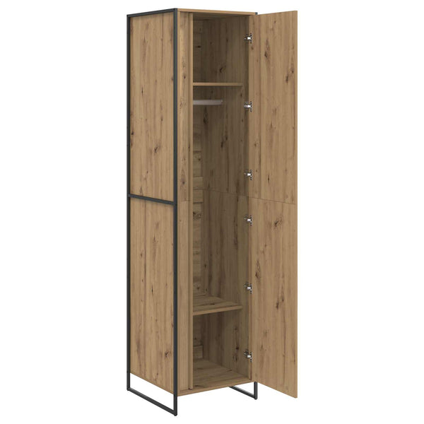 Kleiderschrank mit Tür, 2er Set, Eiche