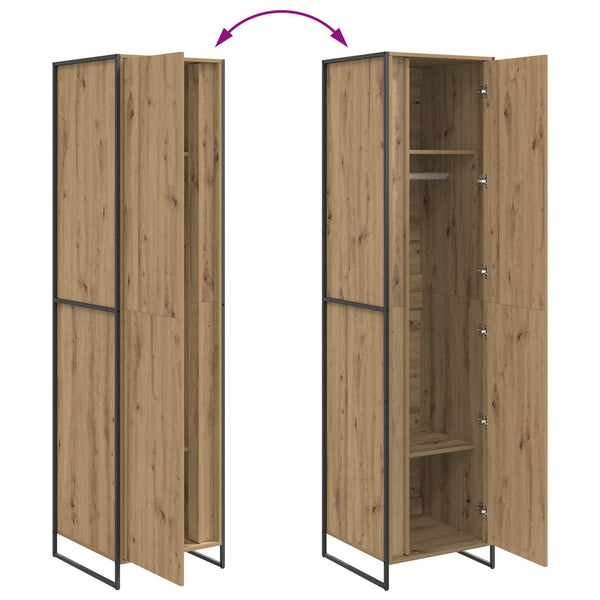 Kleiderschrank mit Tür, 2er Set, Eiche