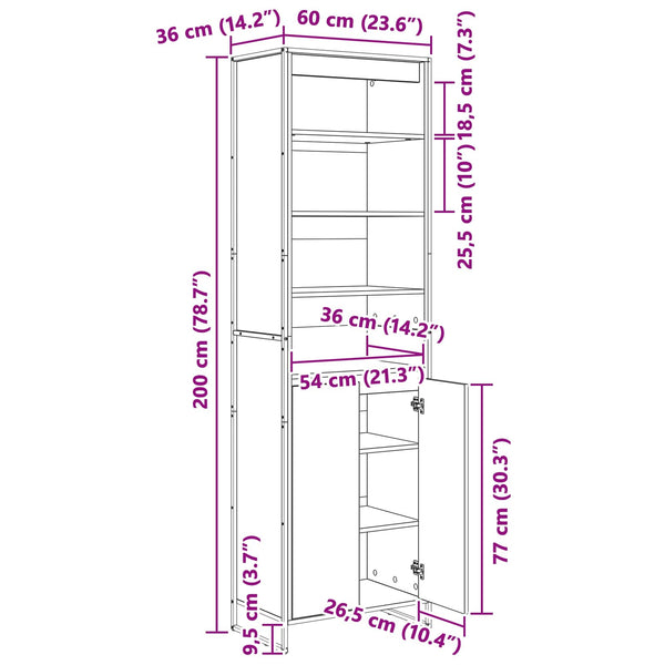 Hoher Schrank Sonoma 60x36x200 cm