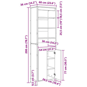 Hoher Schrank Grau Sonoma 60x36x200cm