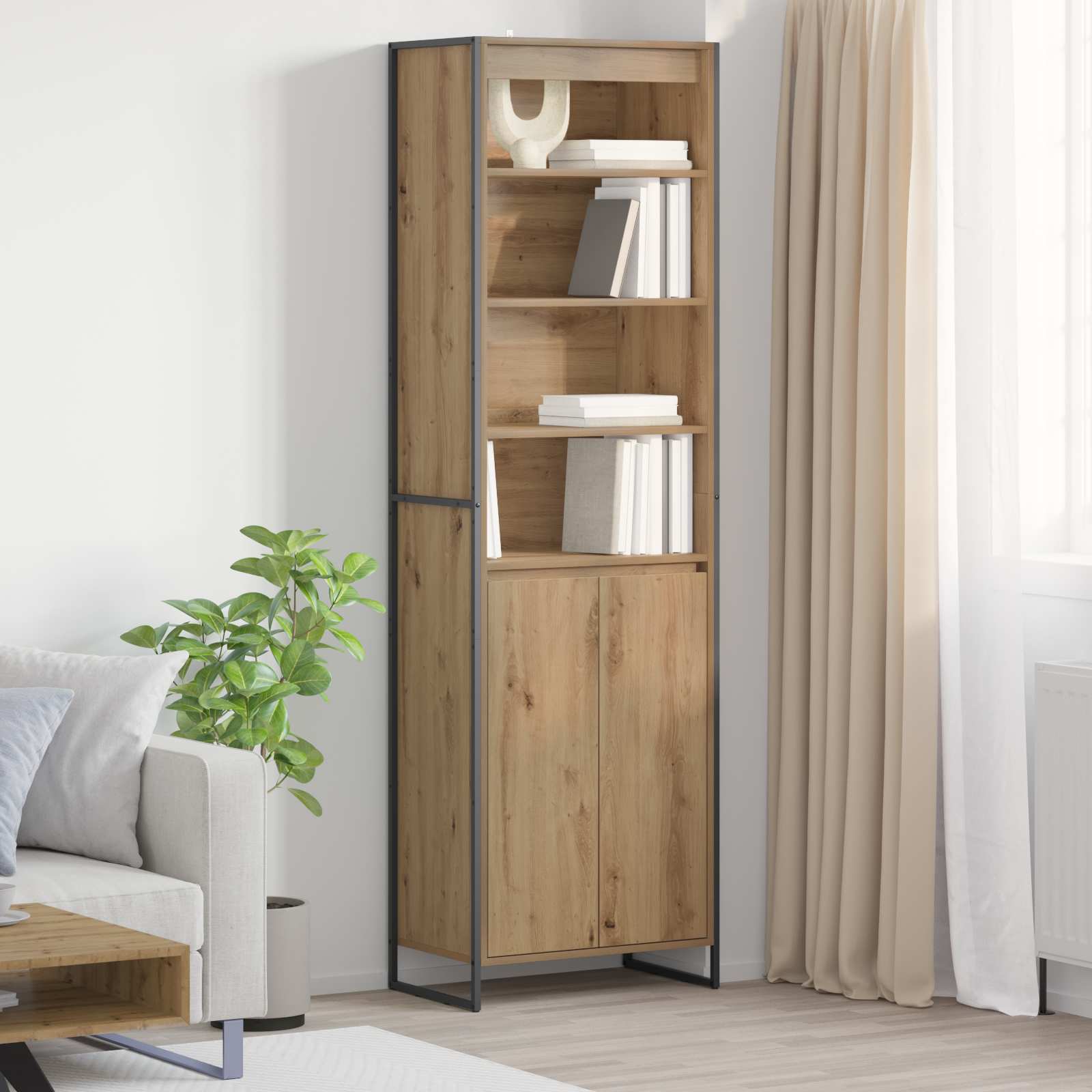 Hoher Schrank Eiche 60x36x200 cm