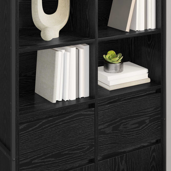 Sideboard Schwarz Eichen-Optik, 2er-Set