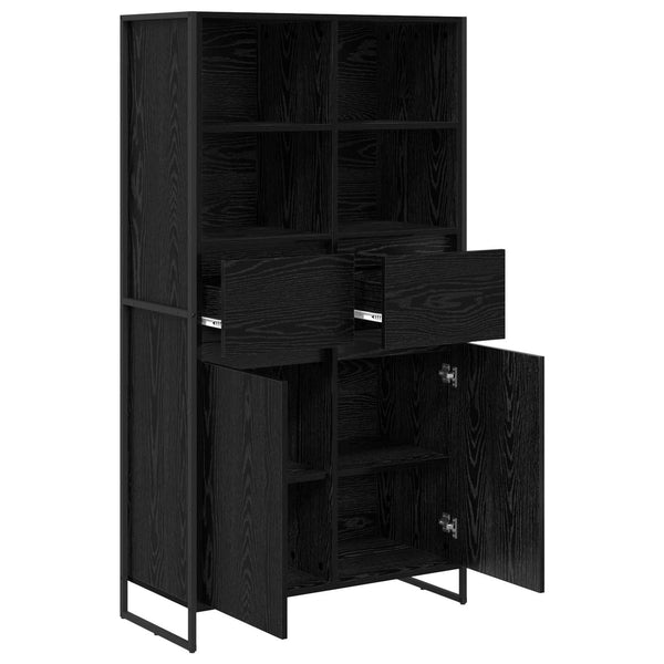 Sideboard Schwarz Eichen-Optik, 2er-Set